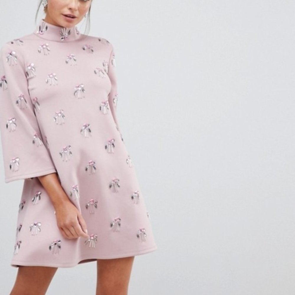 nwt asos embellished scuba mini dress us 14